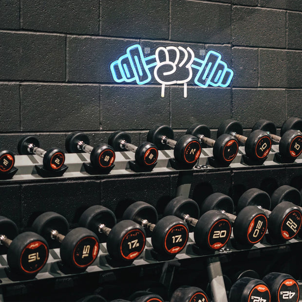 Barbell Weightlifting Neon Signs