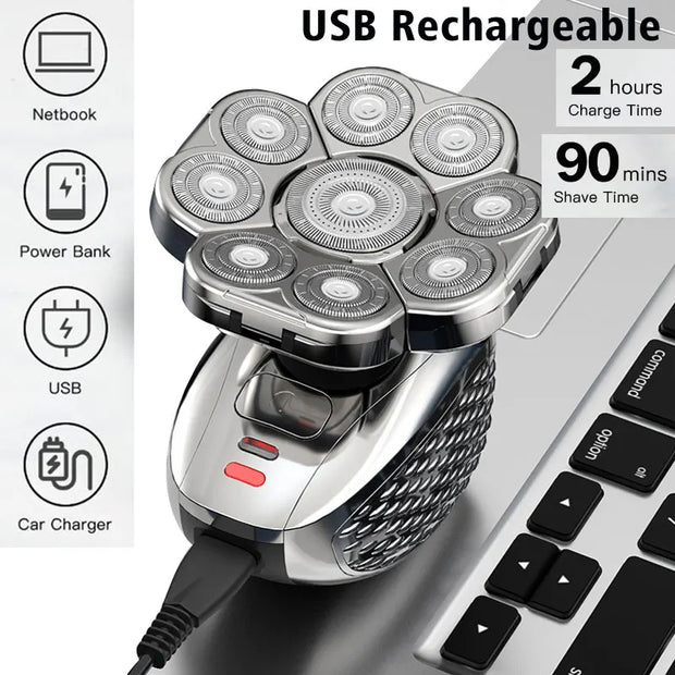 6-in-1 Rechargeable Bald Head Shaver