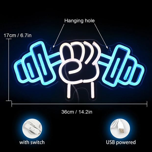 Barbell Weightlifting Neon Signs