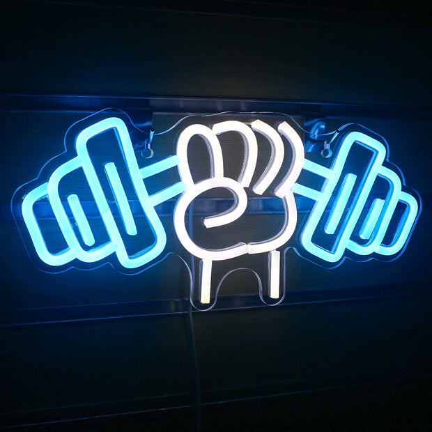 Barbell Weightlifting Neon Signs