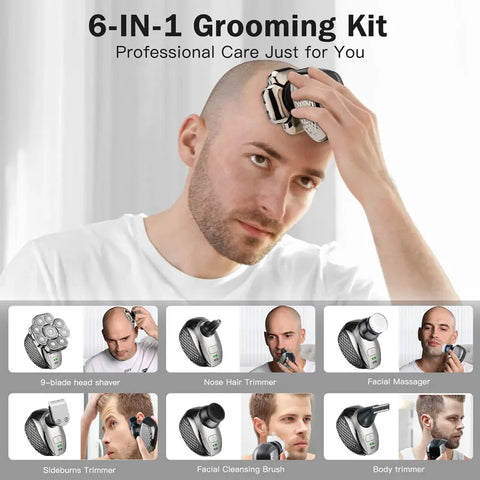 6-in-1 Rechargeable Bald Head Shaver